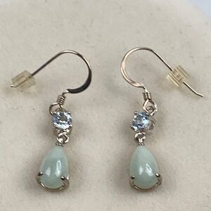 Vintage Sterling Silver 925 Green blue Drop Earrings